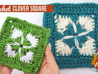 Crochet Clover Square. Beginner Friendly Tutorial