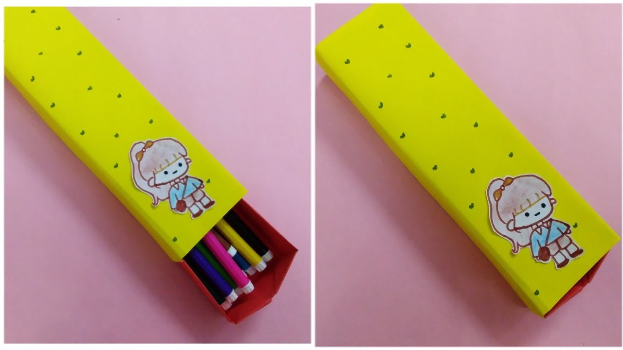 CUTE PAPER PENCIL BOX | Origami Paper Pencil Box  | Paper Pencil Box tutorial | Abiha's Craft