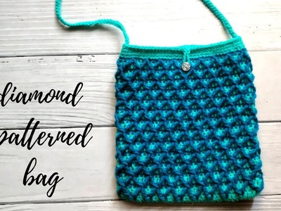 Diamond patterned crochet sling bag