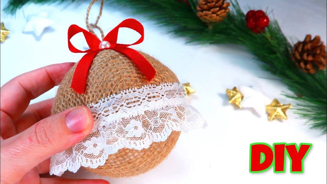 ???? DIY ???? Christmas decor ornaments, burlap christmas tutorial, jute christmas deco craft, foamiran