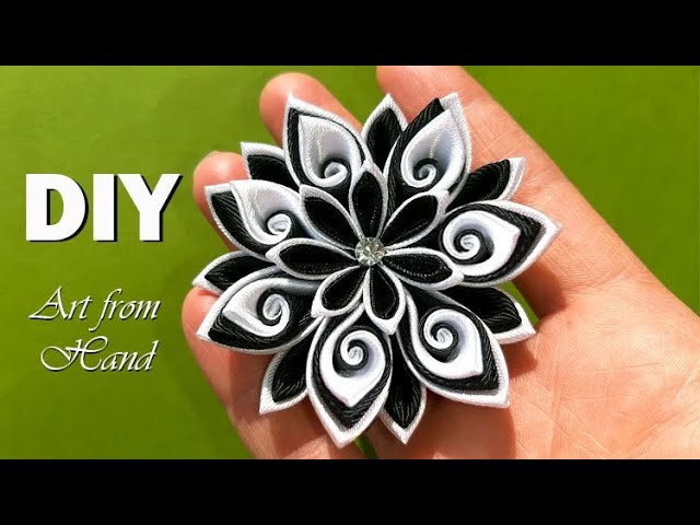 DIY Crafts❗Amazing Black & White Ribbon Flower❗Ribbon Tutorial