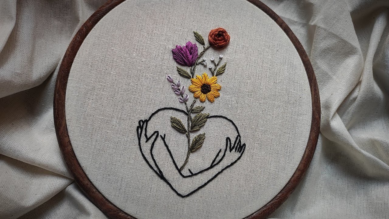 Girl and flowers embroidery tutorial || Embroidery for beginners - Let's Explore