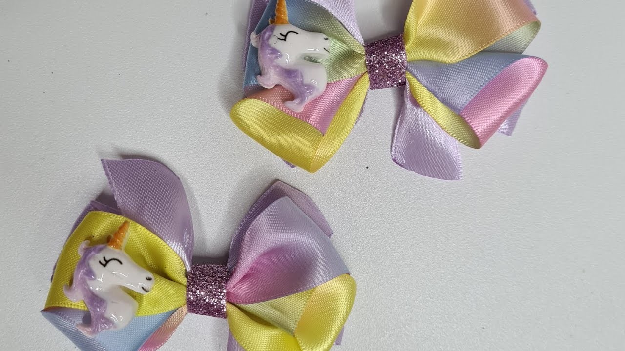 Hair bow tutorial,how to make a hair bow clip,how to make unicorn hair bows