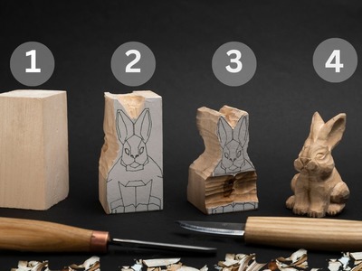 How To Carve Rabbit in 4 Easy Steps, Wood Carving For Beginners