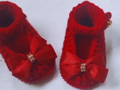 How to crochet baby booties for 1 year in hindi beautiful red baby booties with bow