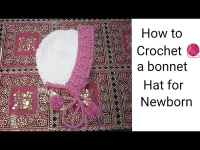 How To Crochet Bonnet Hat For Newborn For Newborn &  Boys ,Girls Easy Crochet Patterns Beginners