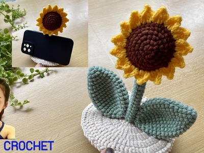 How to crochet sunflowers cellphone supporter | Valentine day gift crochet ????????