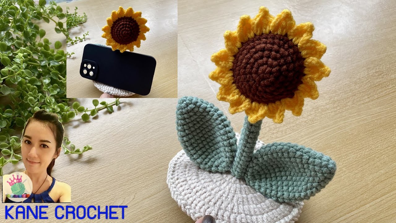 How to crochet sunflowers cellphone supporter | Valentine day gift crochet ????????