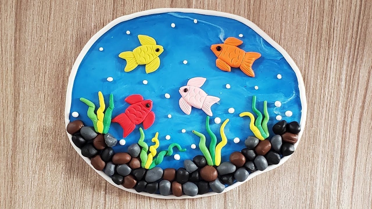 Making fish aquarium with polymer clay | fish aquarium with polymer clay | Polymer clay tutorial |