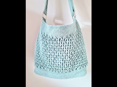 Mesh Overlay Crochet Cross Body Bag