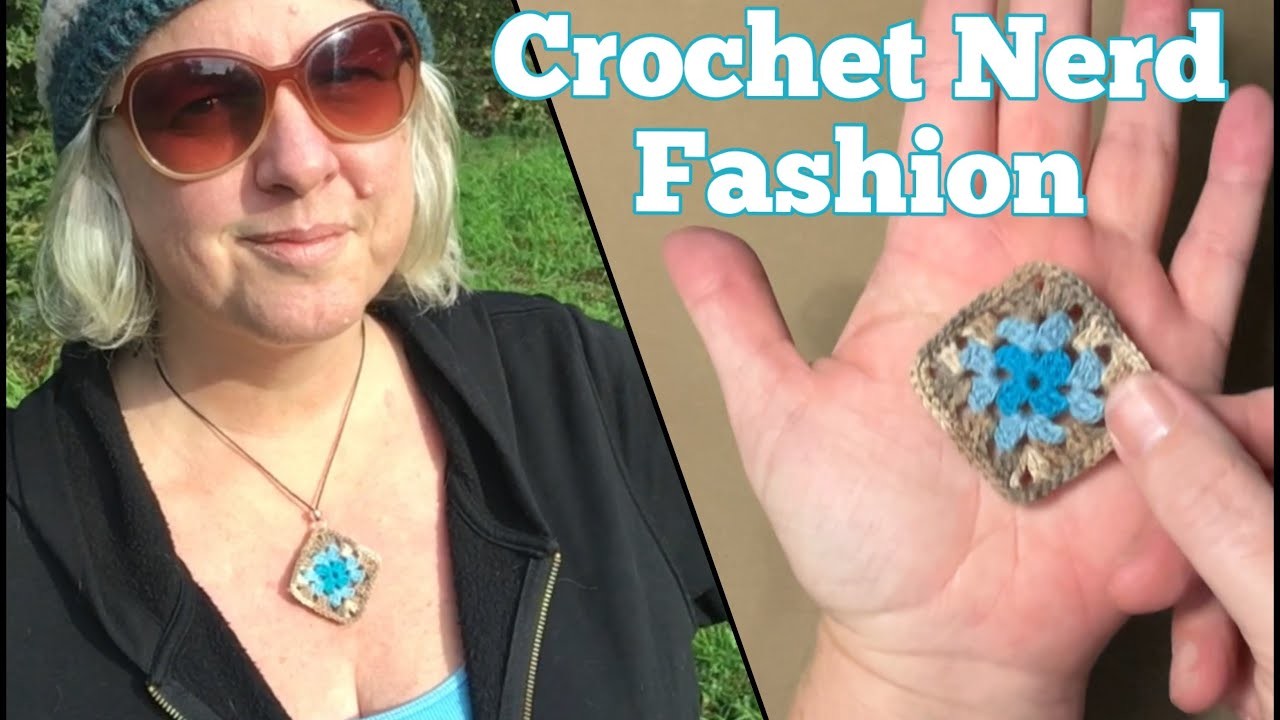 Mini GRANNY SQUARE Pendant w. Sliding Knot Closure | Crochet Necklace Tutorial