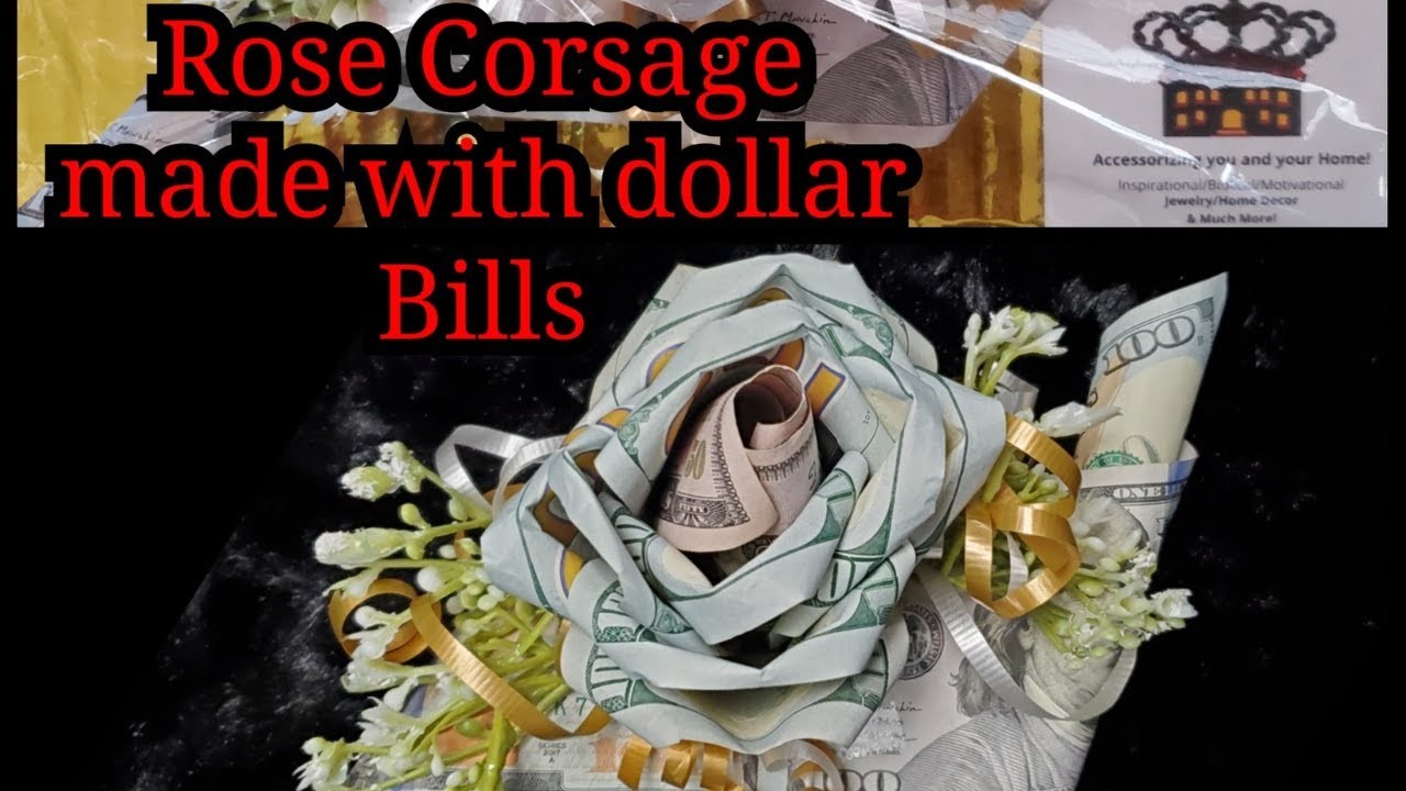 Money Rose Corsage Real Money Flower Folded using reusable Tape Origami Flowers.Rose DIY Tutorial