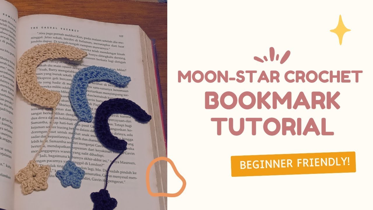Moon Star Crochet Bookmark Tutorial | Crochet Gift Idea | Beginner Friendly