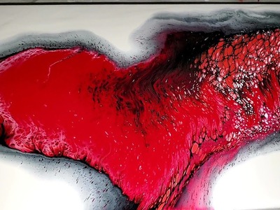 'Red LOVE' Easy Acrylic Painting  Technique.Acrylic Pouring Paint (Straight Pour)