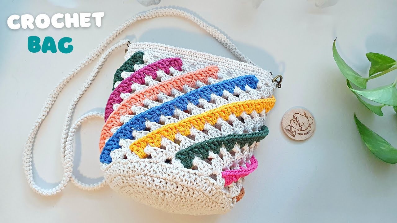 Scrap Yarn Crochet Bag with ViVi Berry Crochet EP.3 | Crochet Mini Crossbody Bag with Scrap Yarn