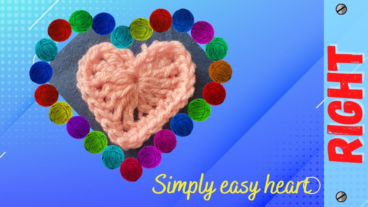 Simple heart crochet Right-Handed tutorial