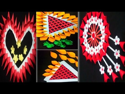 3 beautiful wall hanging craft. paper flower for home decoration. wallmate. DIY Room Decor
