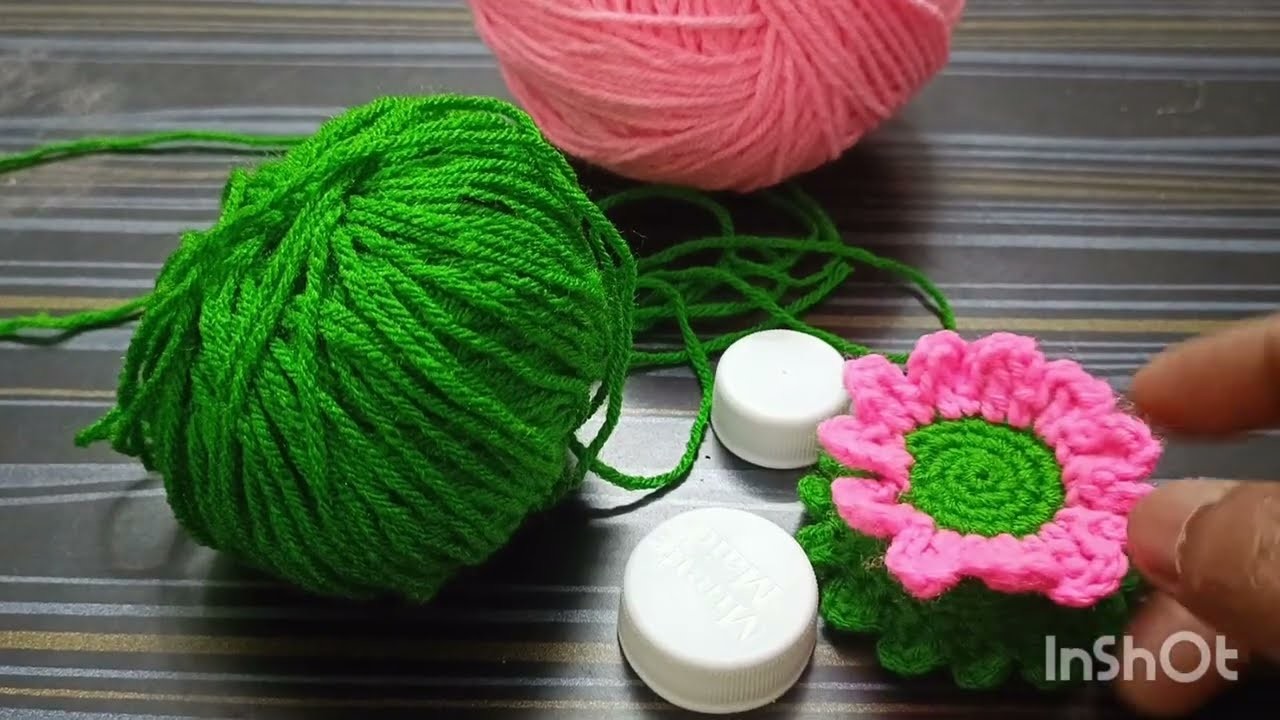 Crochet cap flower #crochet #knitting #ytshort #crochettutorial