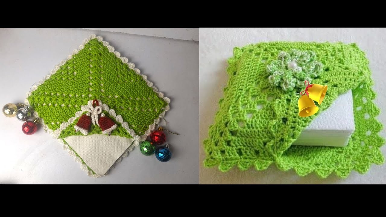 Crochet Napkin Holder for napkins and tissues souviner. 