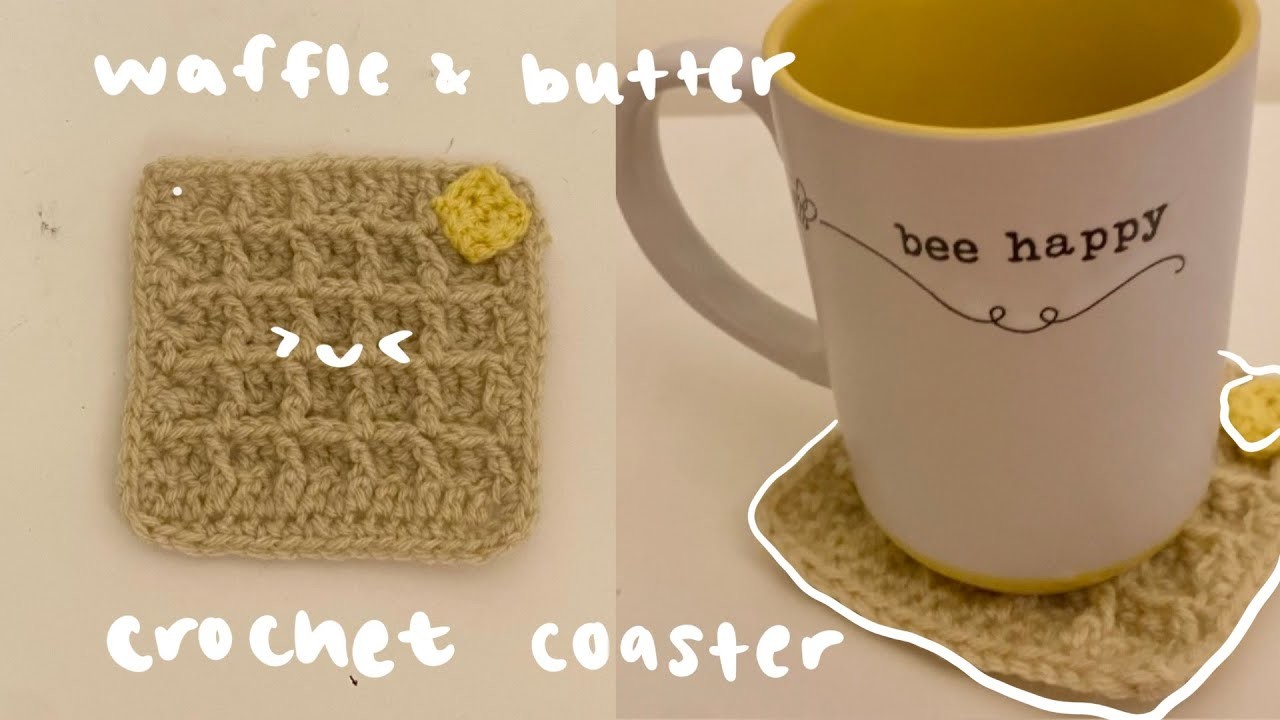 ???? ???? crochet waffle & butter coaster | beginner-friendly tutorial