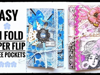 Easy - Tri Fold - Paper Flip With Three Pockets - Junk Journal