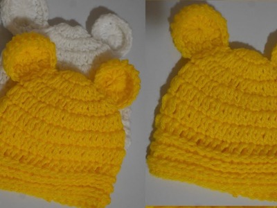 How To Crochet Baby Bear Beanie (0-3 Month)