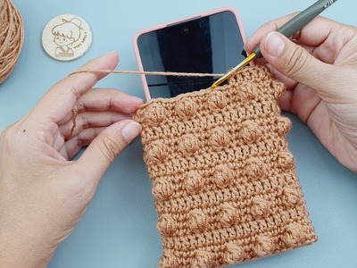 How to Crochet Phone Case | Crochet Phone Bag with Bobble Stitch | ViVi Berry DIY