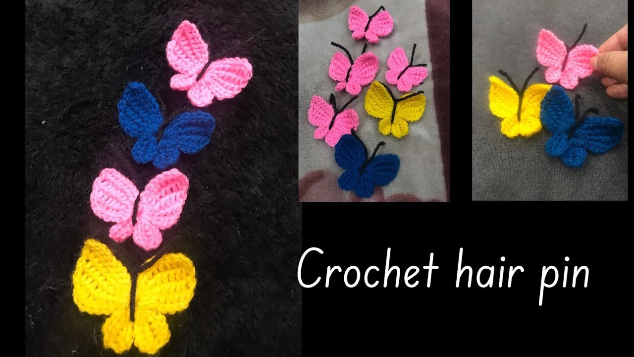 How to make beautiful butterfly hair pin with crochet ❤️#hairaccessories accessories