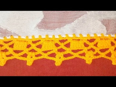 How To Make Crochet Lace Design, Lace For Beginners, Crosia Sa Dupatta Lace Banane Ka Tarika.