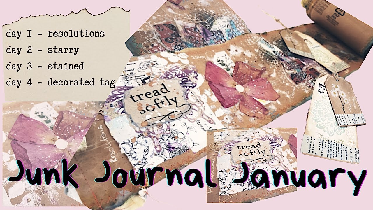 #junkjournaljanuary  DAY 1, 2, 3, 4 - Working in my scroll journal for the first time.