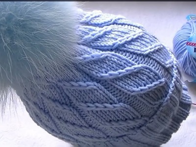 Knitting a Hat with a rib and a Braid Pattren | Naila javed stitches