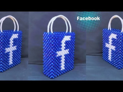 QUICK and EASY way to make a FACEBOOK Designed beaded Bag.Facebook Logo