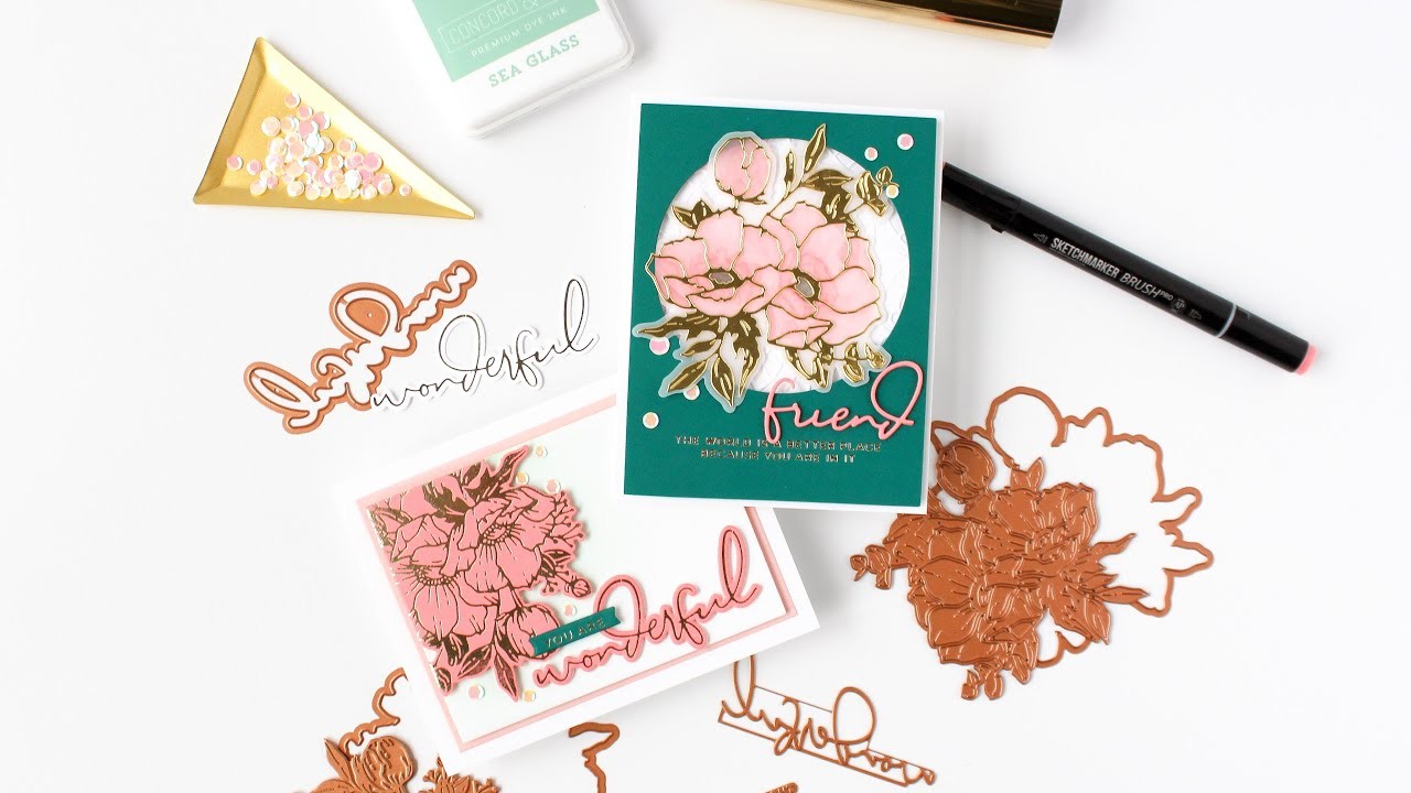 Simple Floral Cards Die Cutting And Hot Foiling   Spellbinders Anemone Blooms Collection