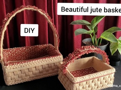 Beautiful basket with jute rope - cardboard box. DIY Jute Basket craft ideas.