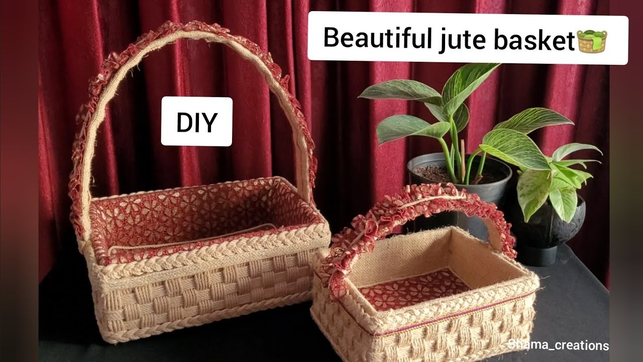 Beautiful basket with jute rope - cardboard box. DIY Jute Basket craft ideas.