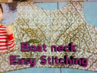 Boat neck easy steps cutting and stitching design latest stylish 2022  Boat neck pattern stitching