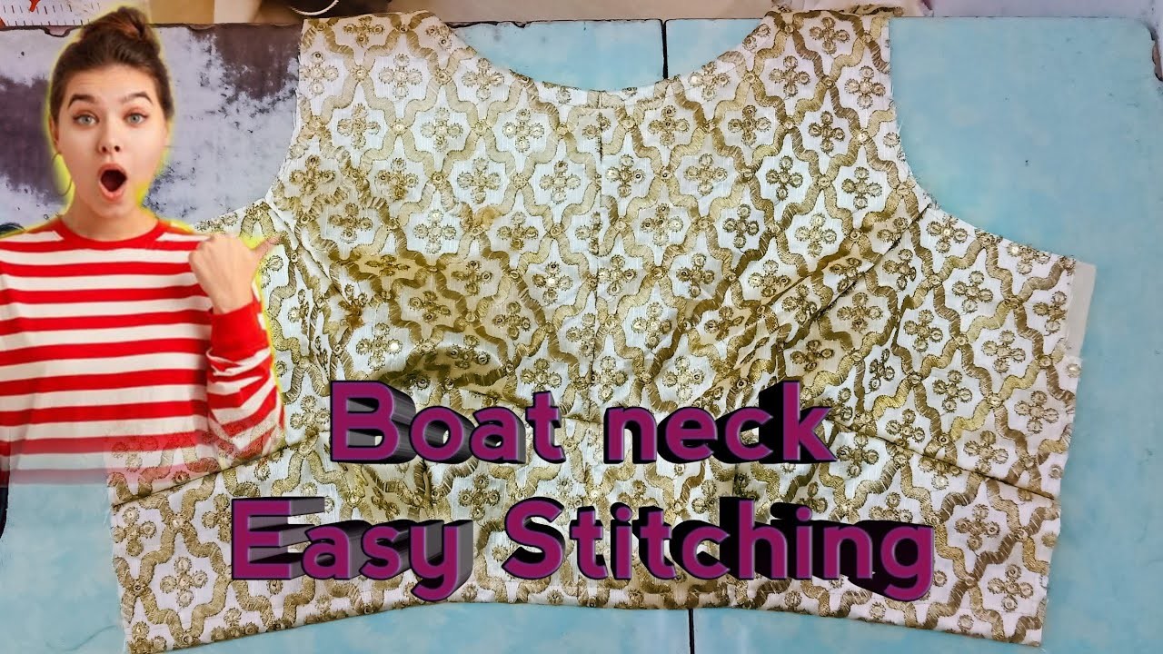 Boat neck easy steps cutting and stitching design latest stylish 2022  Boat neck pattern stitching