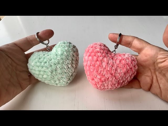 CROCHET EASY HEART KEYCHAIN