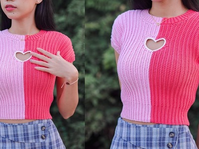 Crochet Heart Cut Out Top Tutorial | Crochet Heart Top | Chenda DIY