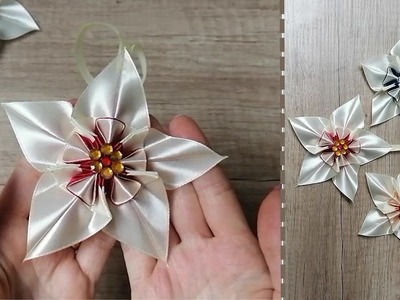 D.I.Y. Christmas Star Flower From Satin Ribbon