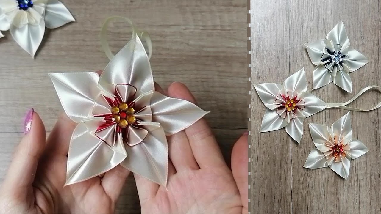 D.I.Y. Christmas Star Flower From Satin Ribbon