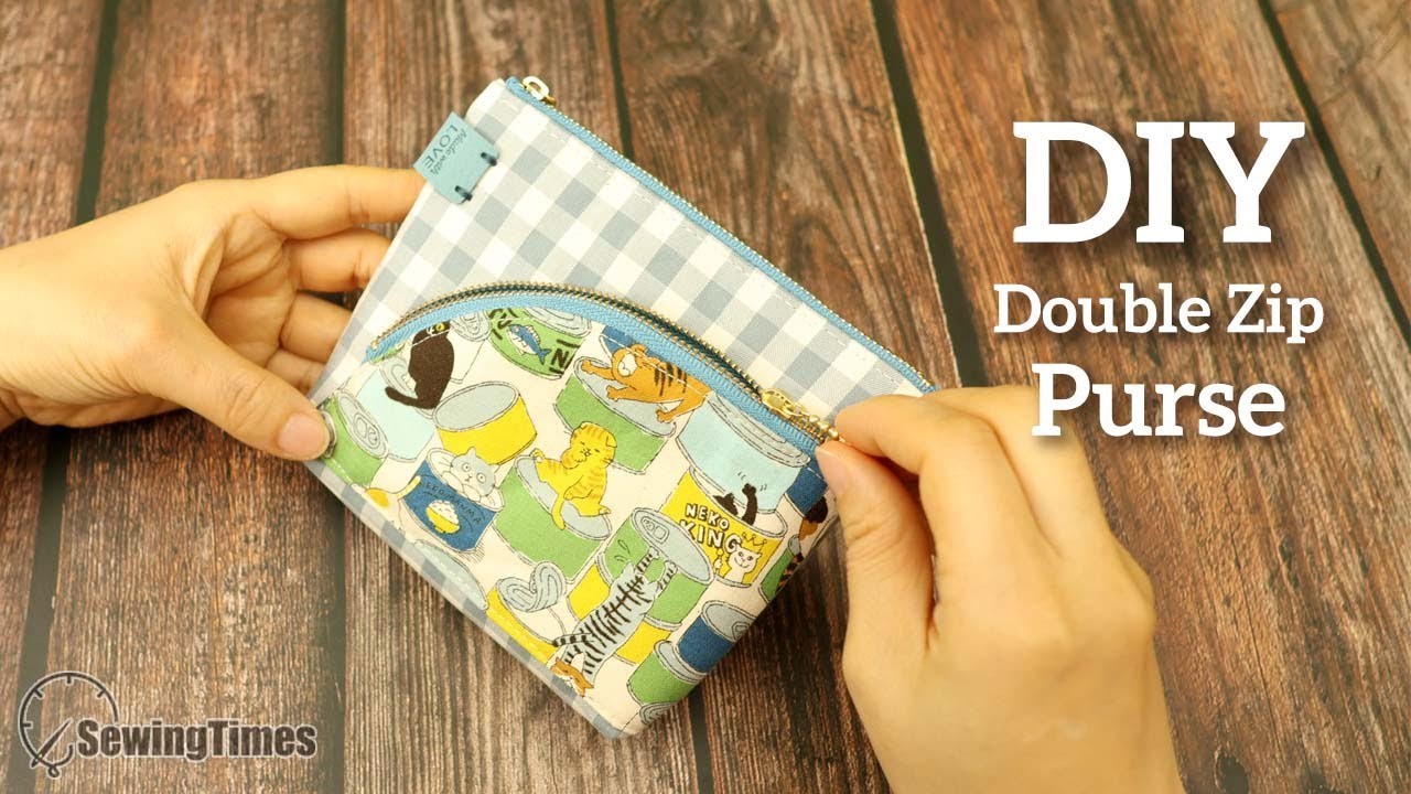 DIY 2 Zip Purse | How to make a Pouch Bag with Front Pocket [sewingtimes]