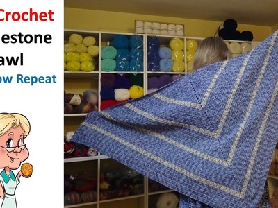 Easy Crochet Cobblestone Shawl  - Easy Two Row Repeat - #MakeitPremier