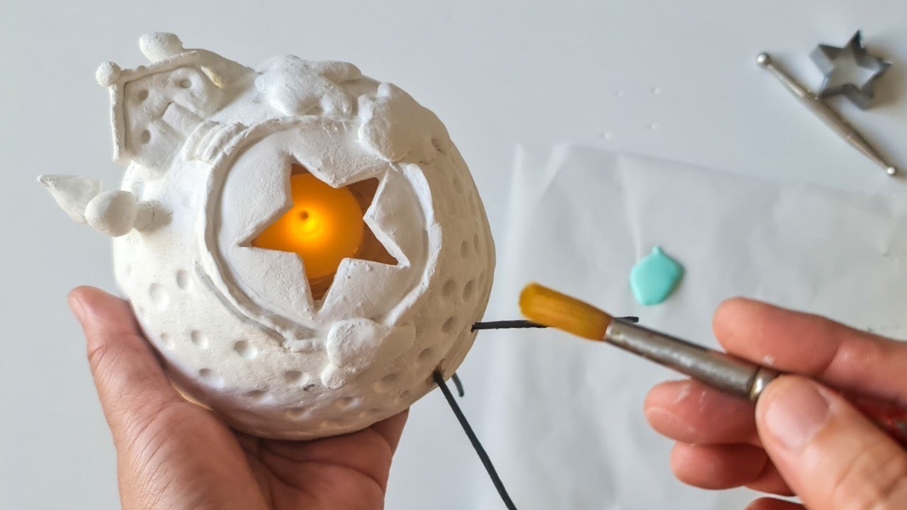 Fantasy Mini Fairy House on the Moon Table Lamp DIY Clay Craft Ideas