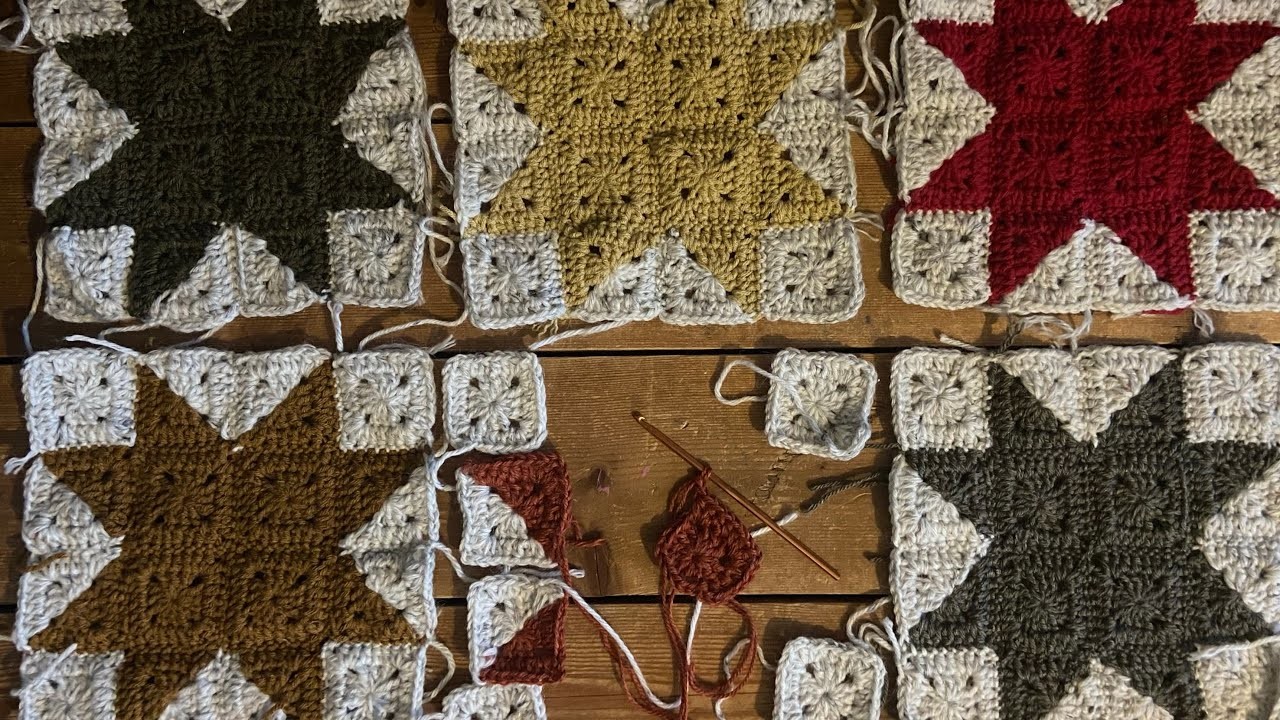 Granny Square Barn Quilt Star + Magic Ring & Invisible Color Change How To
