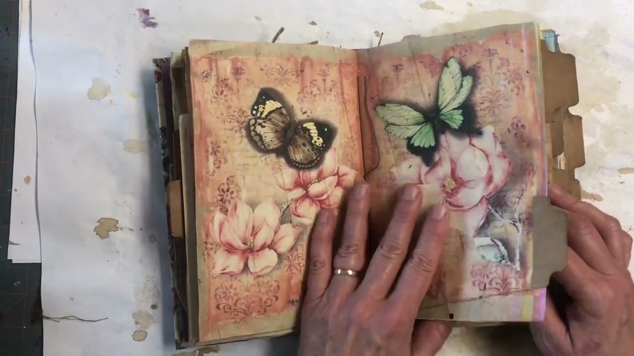 Grungy butterfly junk journal flip through