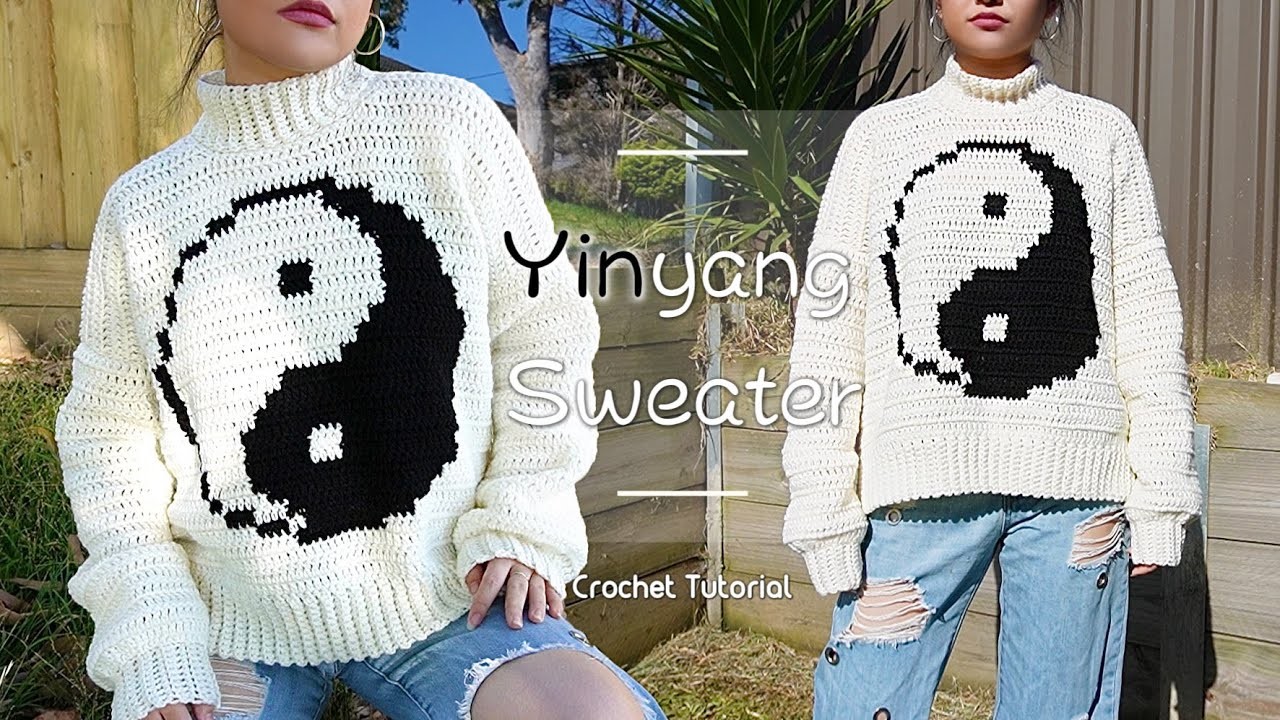 How to Crochet Mock Neck Sweater with YinYang Pattern