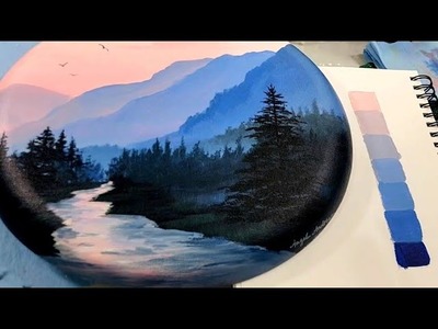 How to Paint an Easy Beginner Landscape "Soft Ombre Mountains" Acrylic Painting LIVE Tutorial
