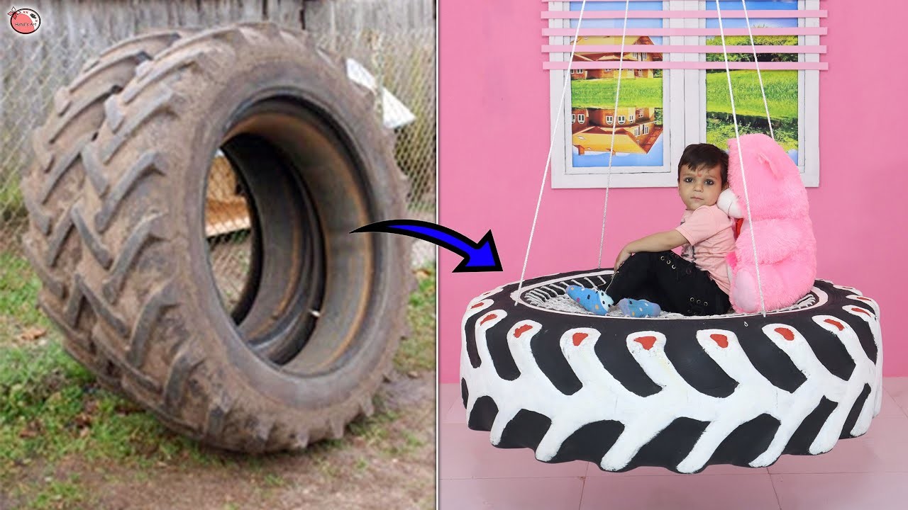 Old tyre swing making - Reuse home ideas - Recycle useful #recycle #useful #old #tyre
