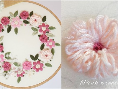Pink wreath, embroidery tutorial.PDF Pattern